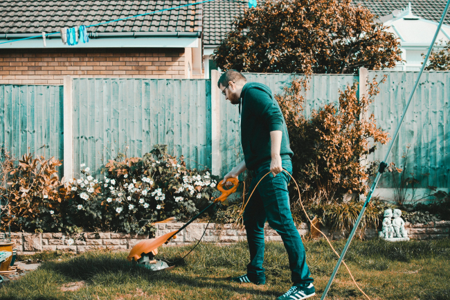 Volunteers working in a community garden
