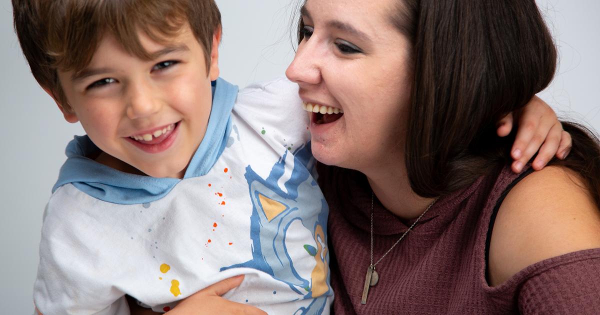 Mom and Son Smiling Together