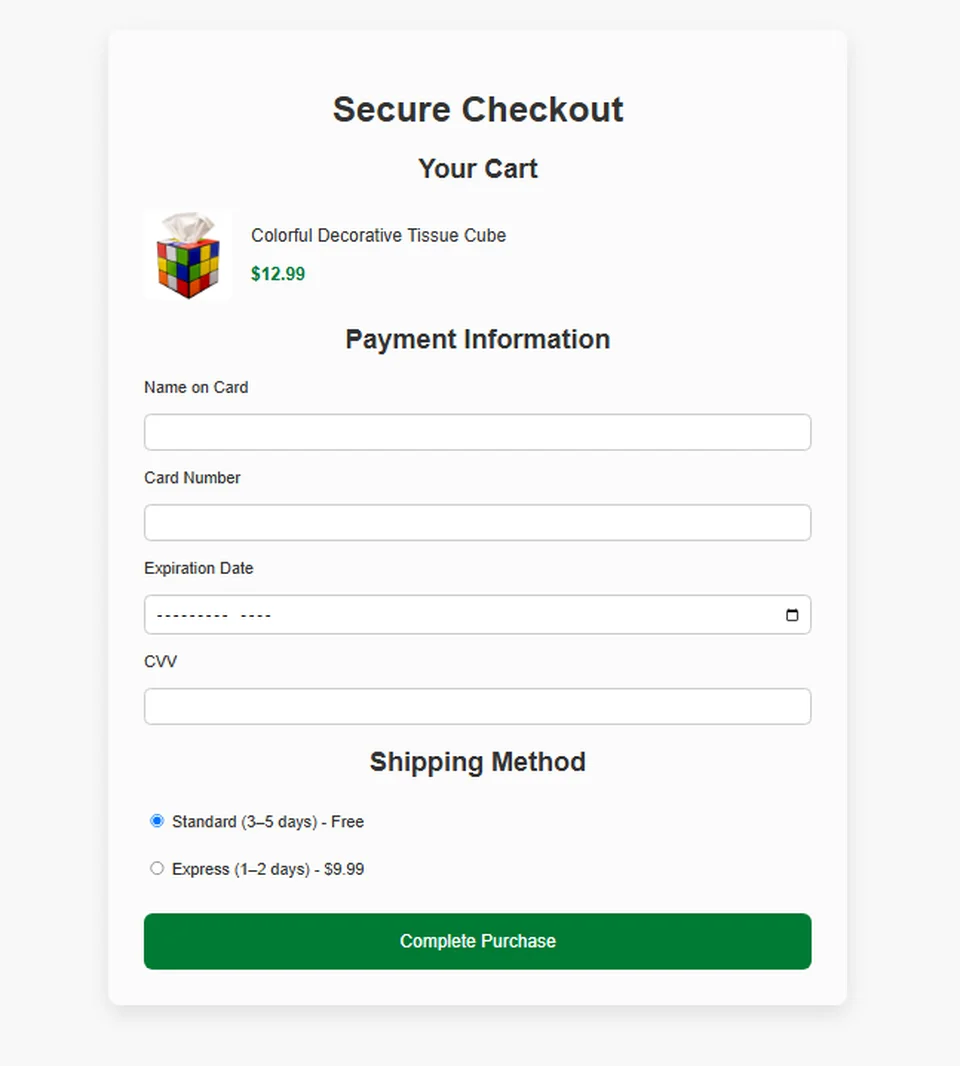 Preview of Secure Checkout Project