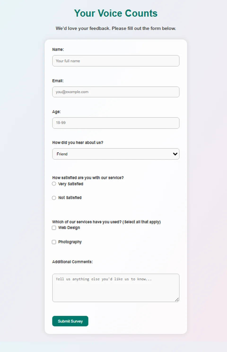 Preview of Survey Project