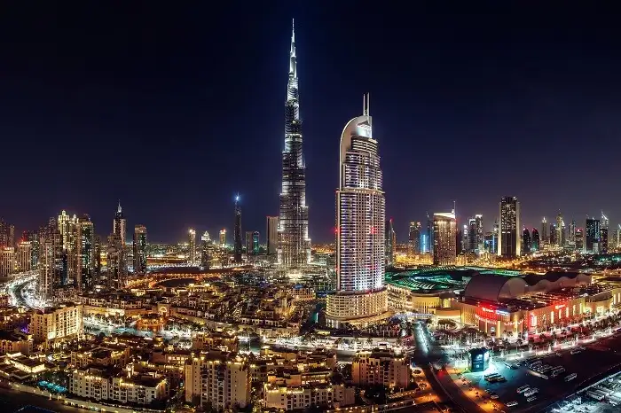 Night time Dubai skyline